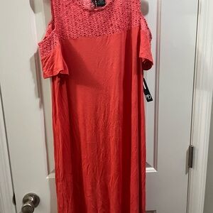 New Directions Vibrant Coral Cold Shoulder Dress NWT